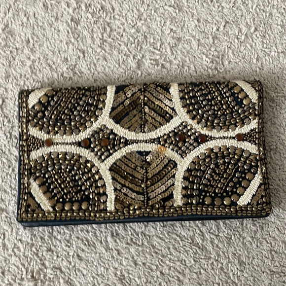 Ecote Handbags - Urban Outfitters Ecote Embellished Beaded Gold Bronze Metal Envelope Clutch NWT